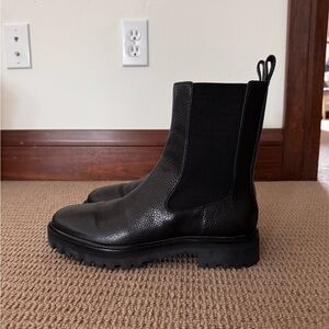 Reformation Black Textured Leather Boots